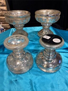 Mercury Glass Pillar Candle Holders - Set of 4 by Pottery Barn. Duel usage
